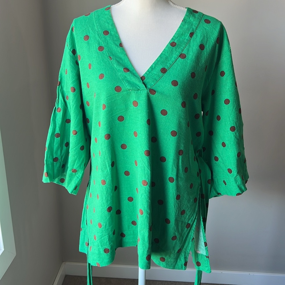 Zara Polka Dot Linen Tunic - Picture 11 of 13